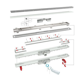 S-659 Calha de duche LINNUM 65 cm com grelha Soft e aro visível, saída PP 45º 40/50 mm, Jimten 013426