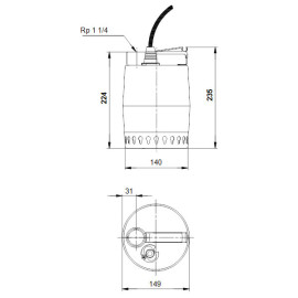 Bomba drenagem Unilift KP350 M1 sem interruptor nível, 230 V, Grundfos 013N1300