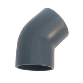 Joelho 45º PVC pressão colar 16 mm, EN1452-3, PN16