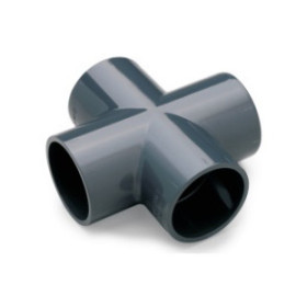 Tê duplo PVC pressão colar 50 mm, EN1452-3, PN16