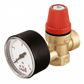 Válvula segurança 1/2''x3/4'' fêmea-fêmea 2,5 bar com manómetro, Caleffi 313425